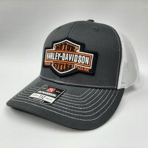 Harley-Davidson Richardson 112 Trucker Embroidered Patch Mesh Snapback Cap Hat
